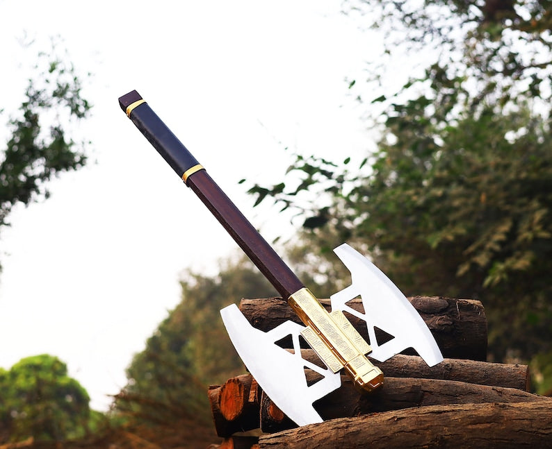 Handmade Dwarven Axe Gimli Battle Axe Replica With Pure Leather Sheath