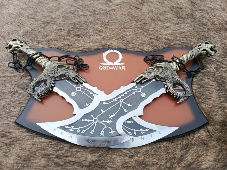 God For War Blades Chaos Blades Kratos Cosplay Pair Of Sword With Wall Mount