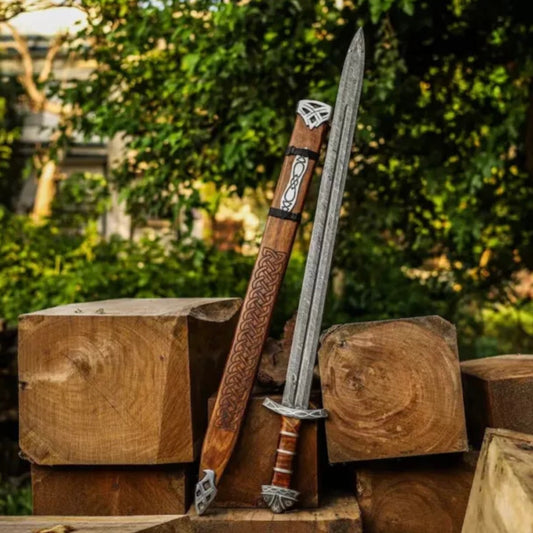 Damascus Steel Sword Viking Sword With Scabbard