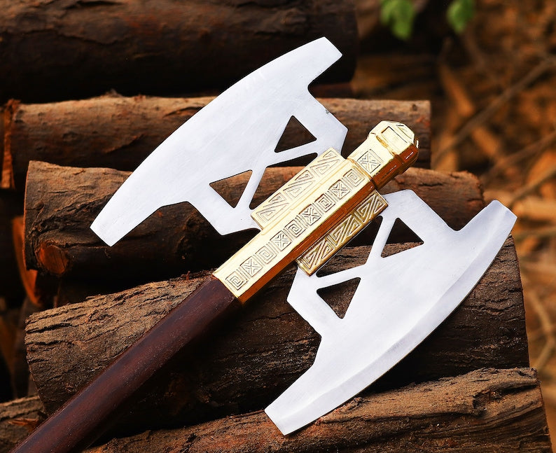 Handmade Dwarven Axe Gimli Battle Axe Replica With Pure Leather Sheath