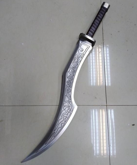 Custom Viking Sword High Carbon Steel Blade Leather Wrap Handle With Sheath