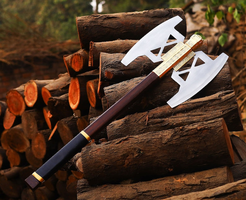 Handmade Dwarven Axe Gimli Battle Axe Replica With Pure Leather Sheath