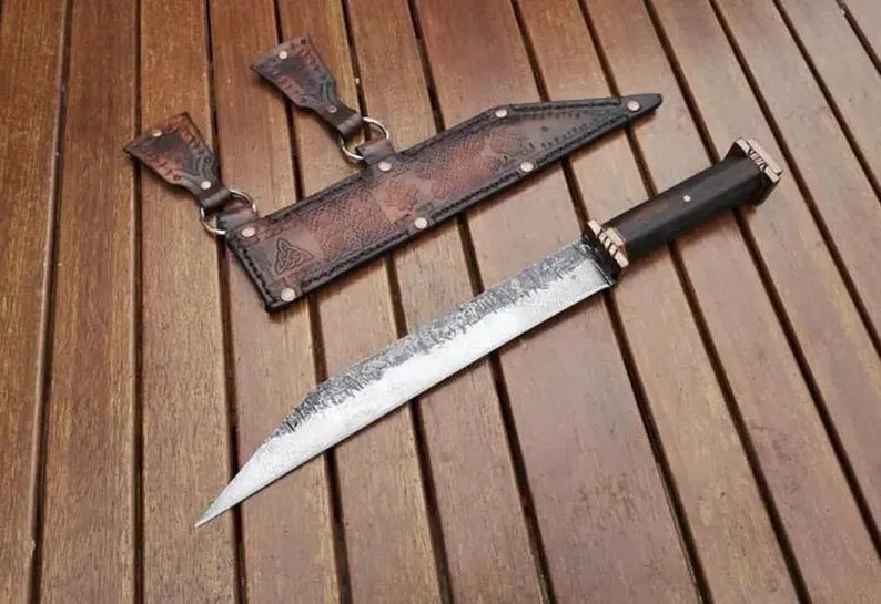 Custom Viking Seax Knife Stainless Steel Blade with Leather Sheath