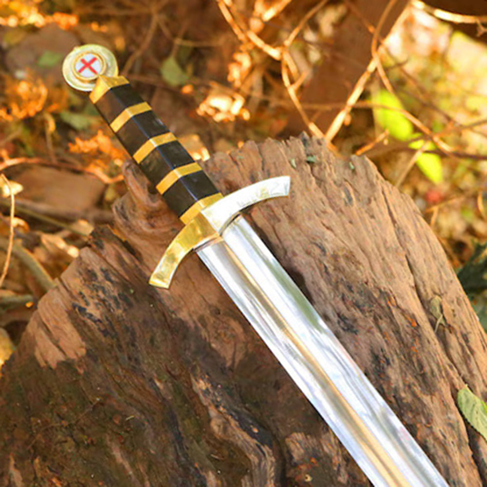 Scottish Sword Knight Templar Replica Sword Brass Guard And Pommel With Scabbard