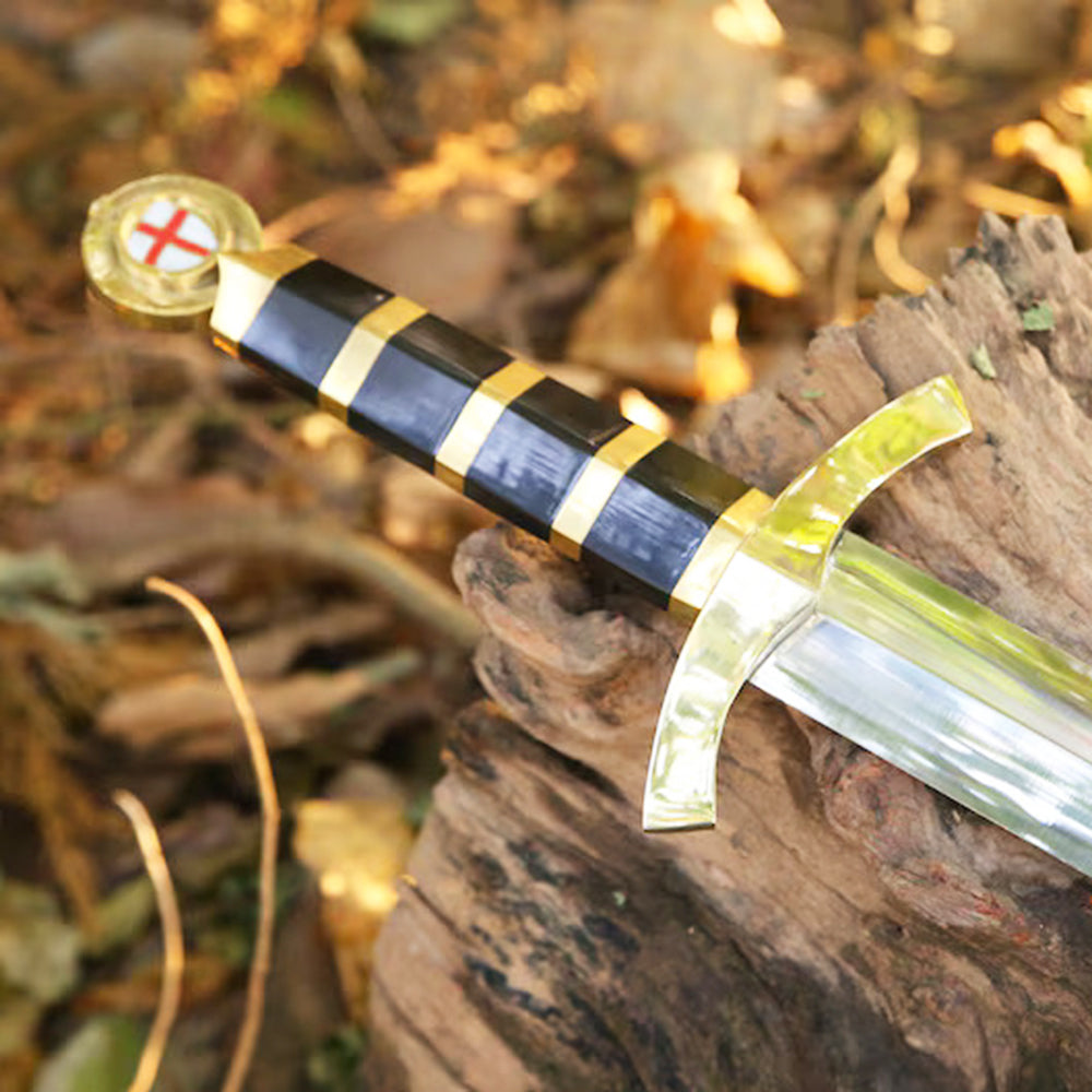 Scottish Sword Knight Templar Replica Sword Brass Guard And Pommel With Scabbard
