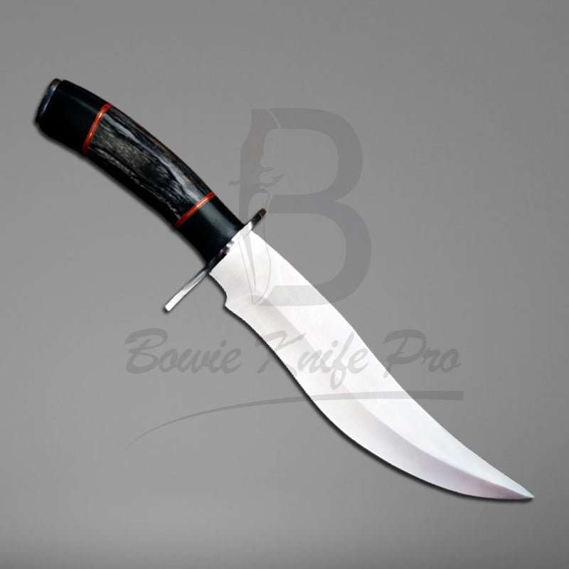 Hunting Bowie Knife Pro Stainless Steel Blade Bull Horn And Wood Handle Steel Guard With Knife Sheath VK-213