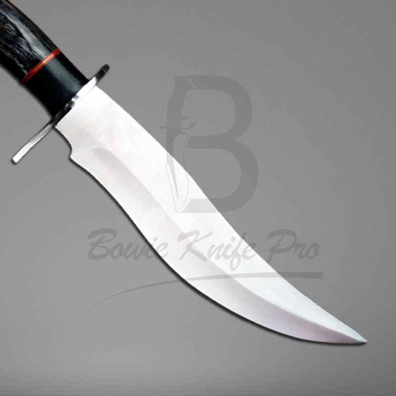Hunting Bowie Knife Pro Stainless Steel Blade Bull Horn And Wood Handle Steel Guard With Knife Sheath VK-213