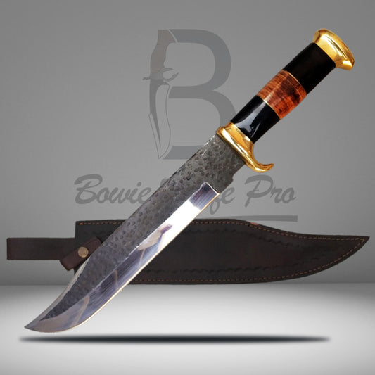 Bowie Knife Pro Crocodile Dundee Knife Style Hunting Knife High Carbon Steel Blade Brass Guard And Pommel With Knife Sheath VK-202