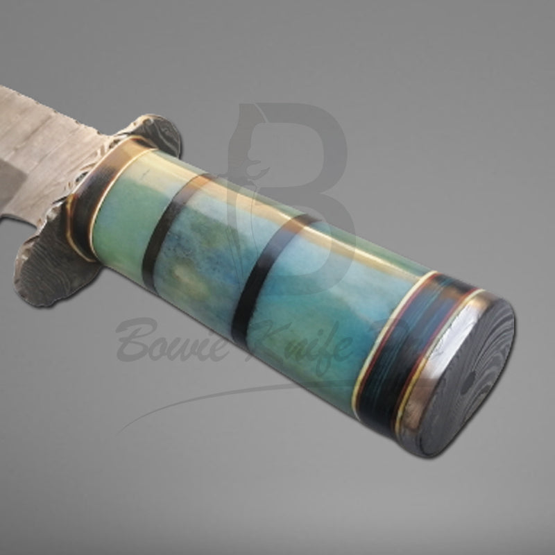 Hunting Knife Damascus Knife Bone Handle Damascus Steel Guard And Pommel With Knife Sheath VK-208