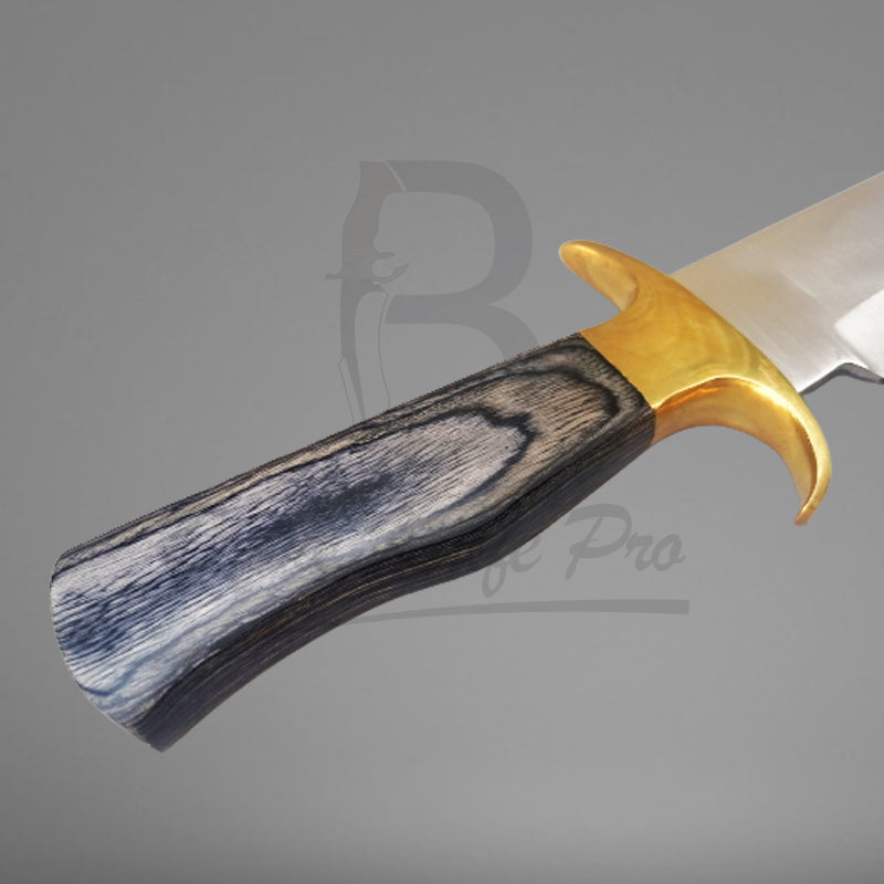 Hunting Bowie Knife Sharped Edge Stainless Steel Blade Brass Guard Wood Handle With Knife Sheath VK-204