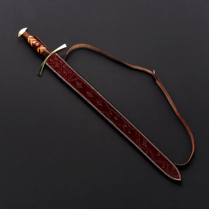 Custom Handmade Damascus Steel Sword | Viking Sword With Wooden Box VS-002