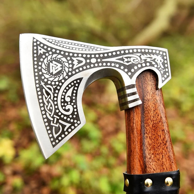 Custom Norse Viking Axe Hand Crafted Nordic Axe With Sheath