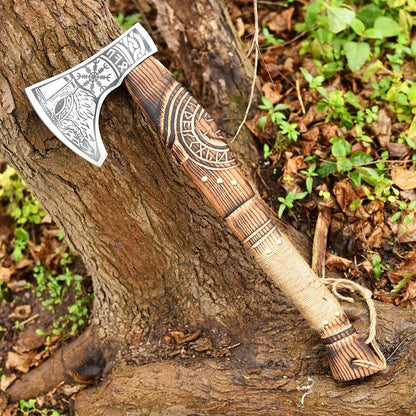 Custom Nordic Viking Axe Hand Crafted Axe Ash Wood Handle