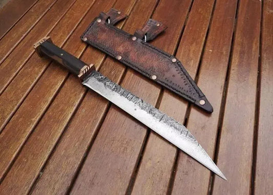 Custom Viking Seax Knife Stainless Steel Blade with Leather Sheath