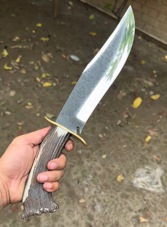 Custom Bowie Knife High Carbon Steel Blade Stag Handle