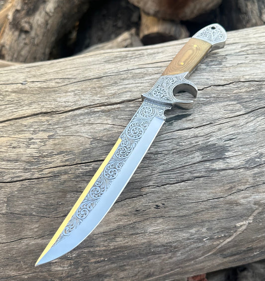 Custom Hunting Knife Hand Engraved Full Tang Knife With Sheath