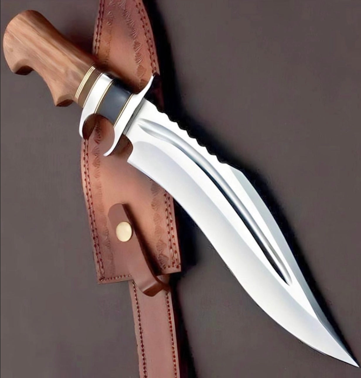 Premium Sub-Hilt Hunting Bowie Knife With Pure Leather Sheath