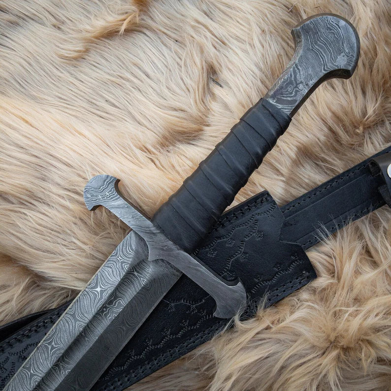 Custom Handmade Damascus Steel Sword Viking Sword With Sheath