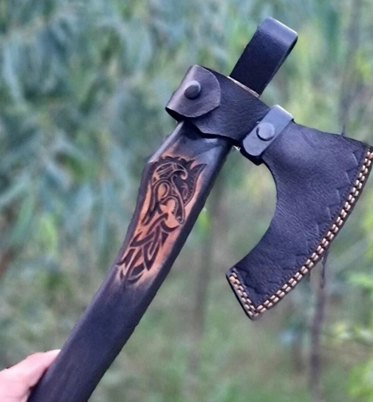 Custom Handmade Norse Viking Axe With Leather Sheath