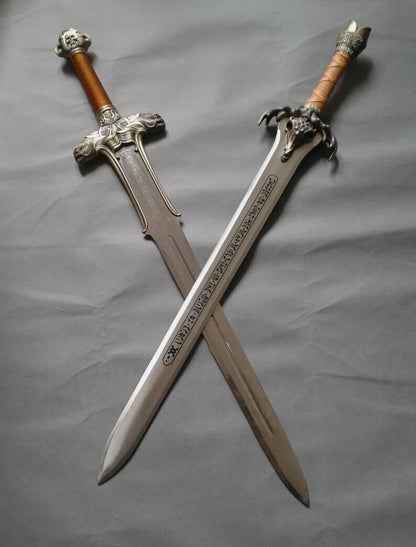 Pair Of Conan Destroyer Father's Sword Atlantean Sword King Cosplay With Leather Sheath