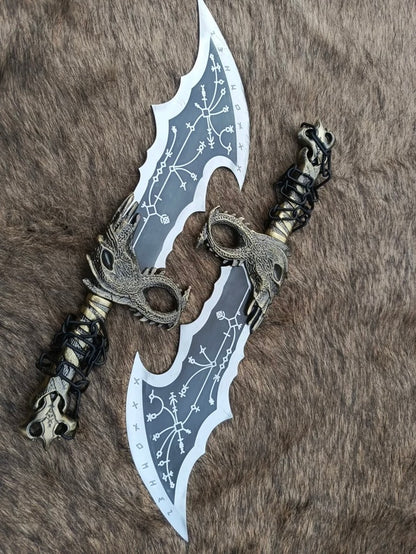 God For War Blades Chaos Blades Kratos Cosplay Pair Of Sword With Wall Mount