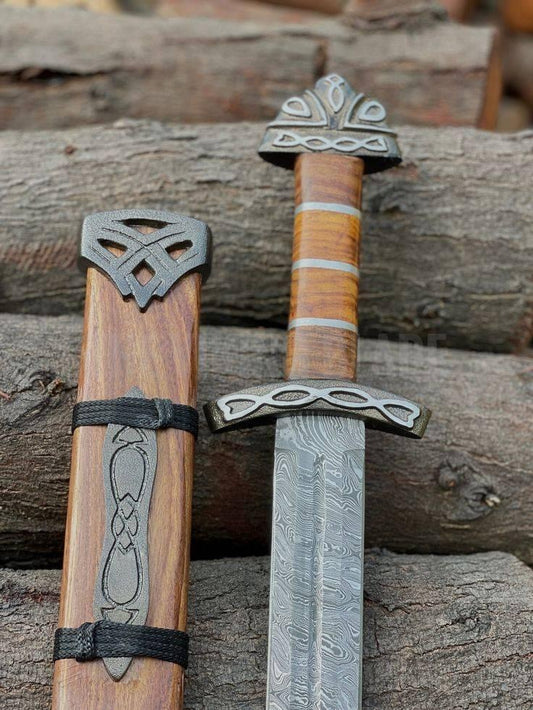 Damascus Steel Sword Viking Sword With Scabbard