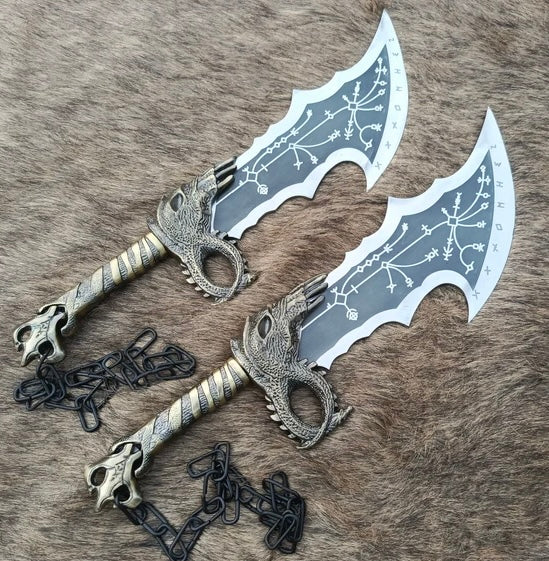 God For War Blades Chaos Blades Kratos Cosplay Pair Of Sword With Wall Mount