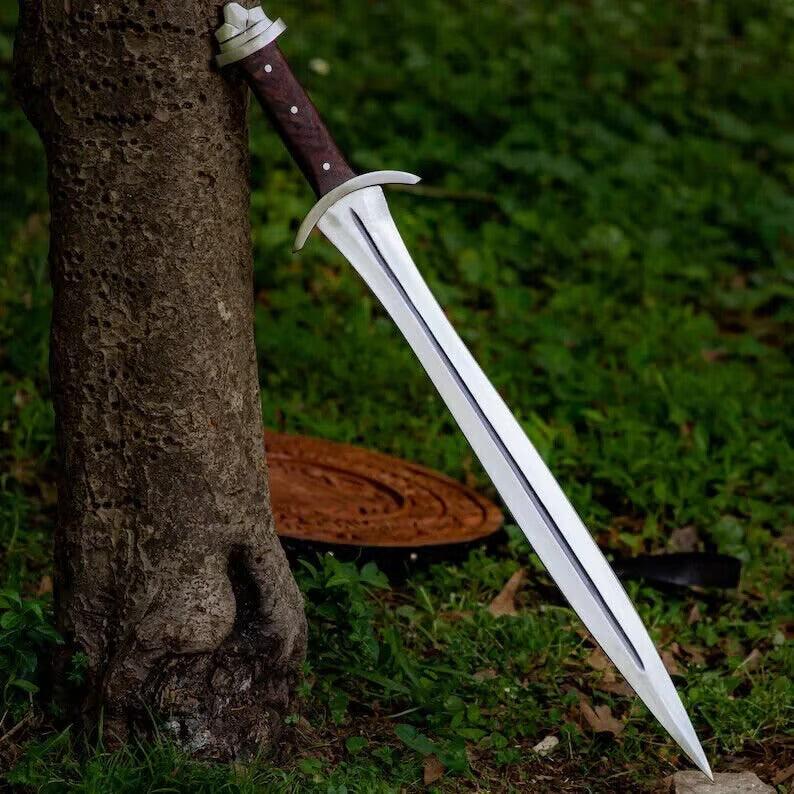 Custom Sword High Carbon Steel Viking Sword Rose Wood Handle With Sheath