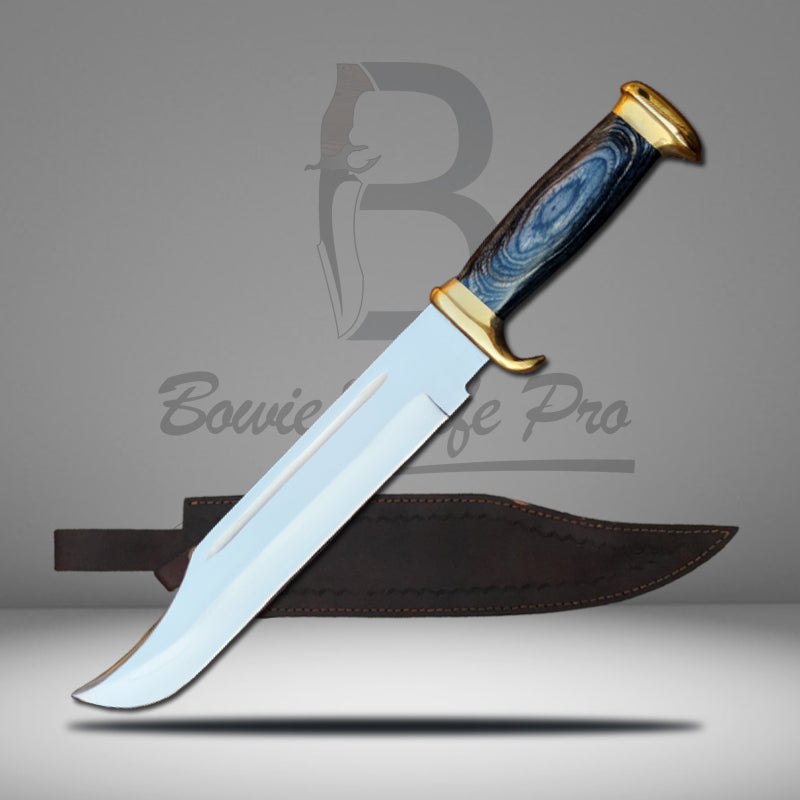 Custom Hunting Bowie Knife Sharped Steel Blade Pakka Wood Handle Guard And Pommel In Brass With Knife Sheath VK-224