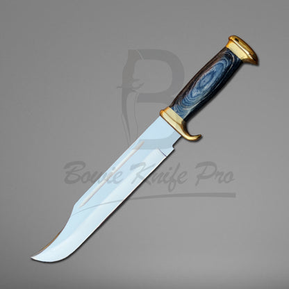 Custom Hunting Bowie Knife Sharped Steel Blade Pakka Wood Handle Guard And Pommel In Brass With Knife Sheath VK-224