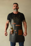 Personalised Leather Apron with pockets for drinks (BBQ, Barbecue, Grill, Kitchen, Woodwork, Chef, Butcher, Handcraft, Gift,Grilling Master)