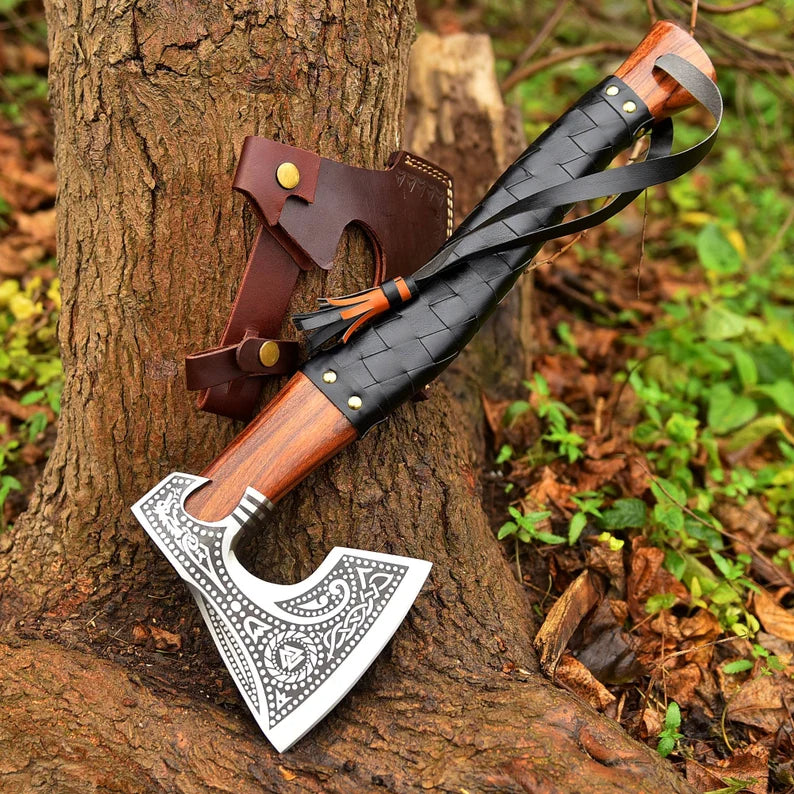 Custom Norse Viking Axe Hand Crafted Nordic Axe With Sheath