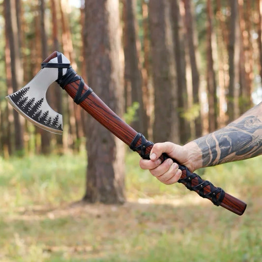 Custom Handmade Axe High Carbon Steel Head Rose Wood Handle With Sheath