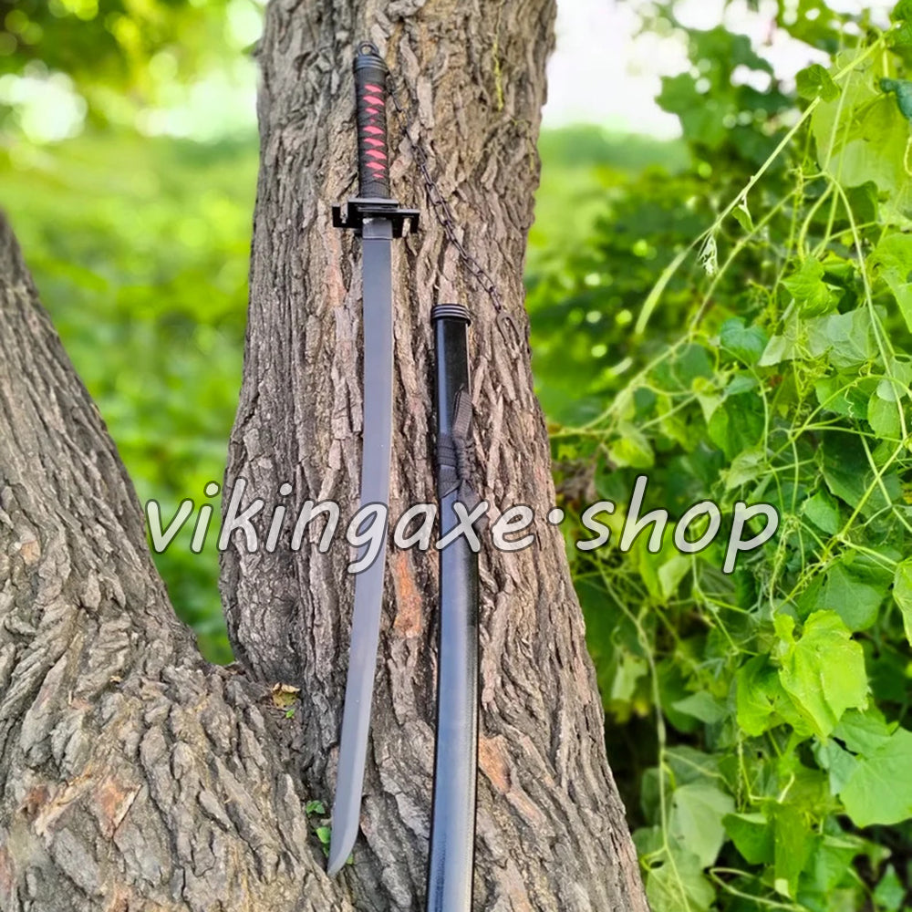 Custom Fantasy Katana Sword Replica Steel Blade Sharp Edge With Scabbard