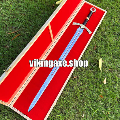 Goldryn Sword Custom Handmade Viking Sword Brass Guard And Pommel With Wooden Box