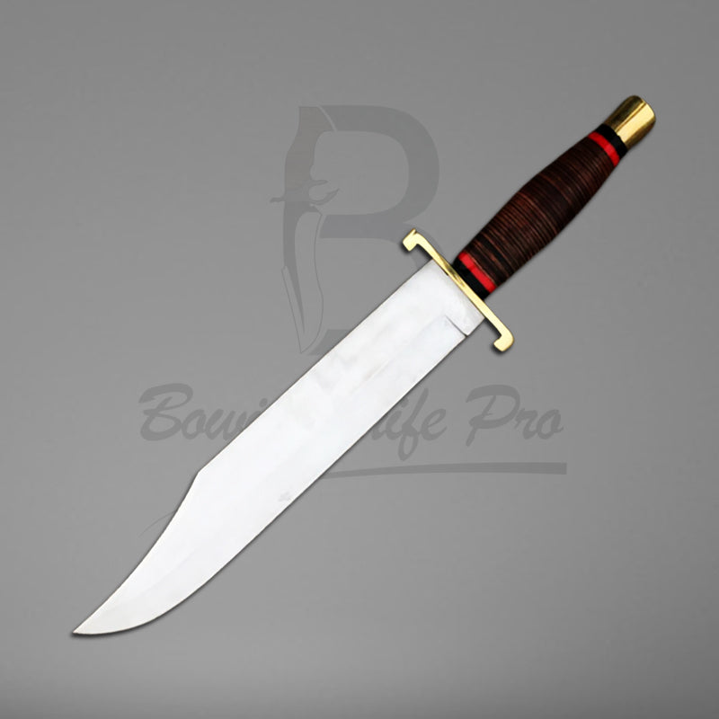 Bowie Knife Pro Brass Guard And Pommel Leather Handle Stainless Steel Blade With Knife Sheath VK-219