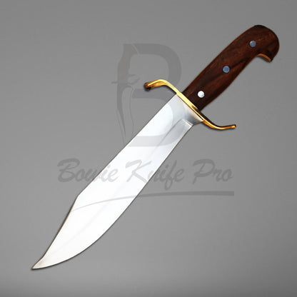 Classic Bowie Knife Pro Full Tang Stainless Steel Blade Brass Guard Rose Wood Handle With Knife Sheath VK-218