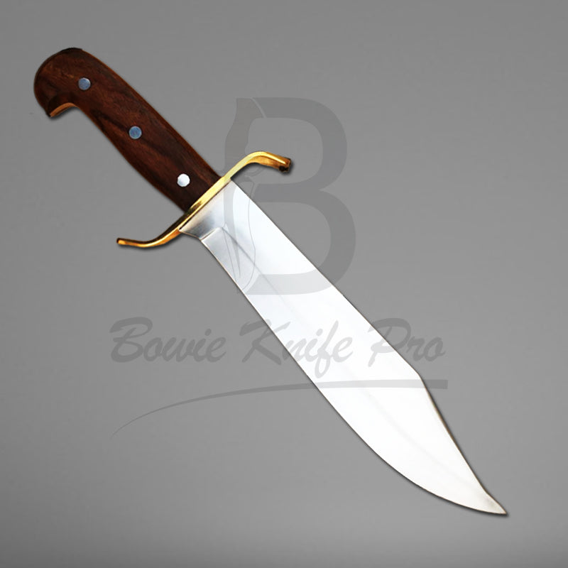 Classic Bowie Knife Pro Full Tang Stainless Steel Blade Brass Guard Rose Wood Handle With Knife Sheath VK-218