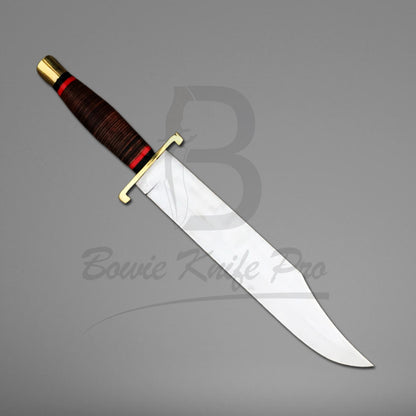 Bowie Knife Pro Brass Guard And Pommel Leather Handle Stainless Steel Blade With Knife Sheath VK-219