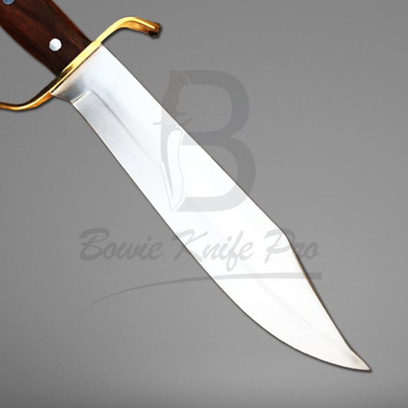 Classic Bowie Knife Pro Full Tang Stainless Steel Blade Brass Guard Rose Wood Handle With Knife Sheath VK-218