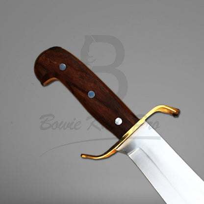 Classic Bowie Knife Pro Full Tang Stainless Steel Blade Brass Guard Rose Wood Handle With Knife Sheath VK-218