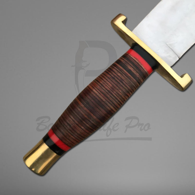 Bowie Knife Pro Brass Guard And Pommel Leather Handle Stainless Steel Blade With Knife Sheath VK-219