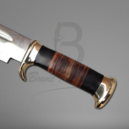 Crocodile Dundee Bowie Knife Sharped Blade Brass Pommel And Guard | Leather And Bull Horn Handle With Knife Sheath VK-223