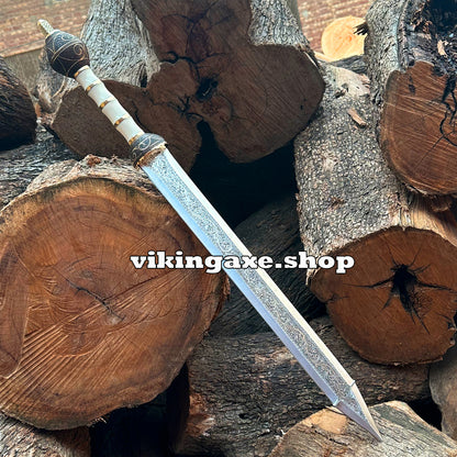 Master Sword | Roman Gladius Sword | Hand Engraved Sword With Leather Sheath