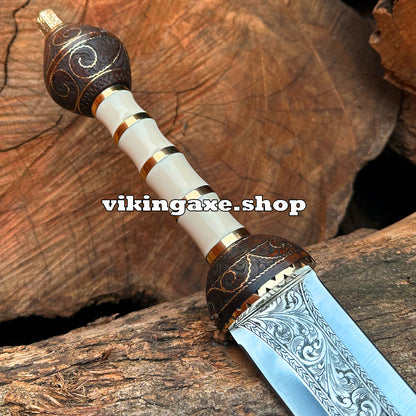 Master Sword | Roman Gladius Sword | Hand Engraved Sword With Leather Sheath