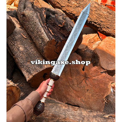 Master Sword | Roman Gladius Sword | Hand Engraved Sword With Leather Sheath