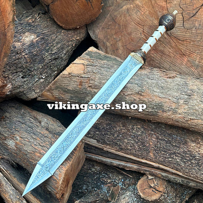 Master Sword | Roman Gladius Sword | Hand Engraved Sword With Leather Sheath