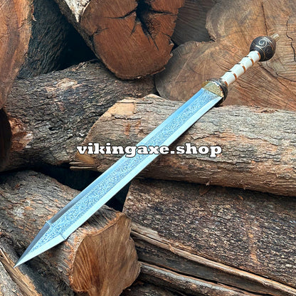 Master Sword | Roman Gladius Sword | Hand Engraved Sword With Leather Sheath