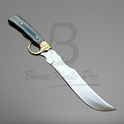 Custom Hunting Knife Stainless Steel Blade Finger Hole Brass Guard Wood Handle With Knife Sheath VK-212