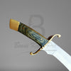 Hunting Knife Steel Blade Wood Handle Brass Guard And Pommel With Knife Sheath VK-211